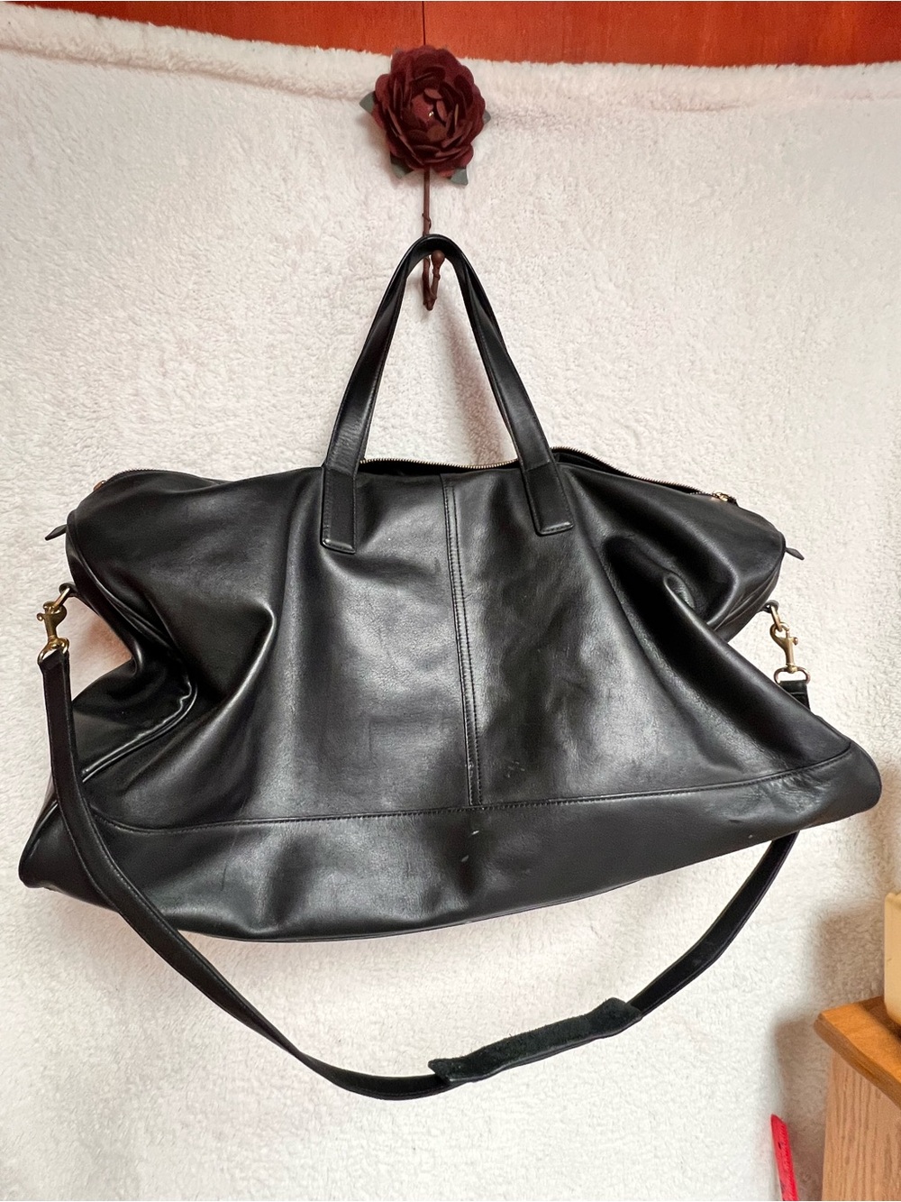 Vintage Coach Black Leather Duffel Bag for Men - Picture 6 of 14